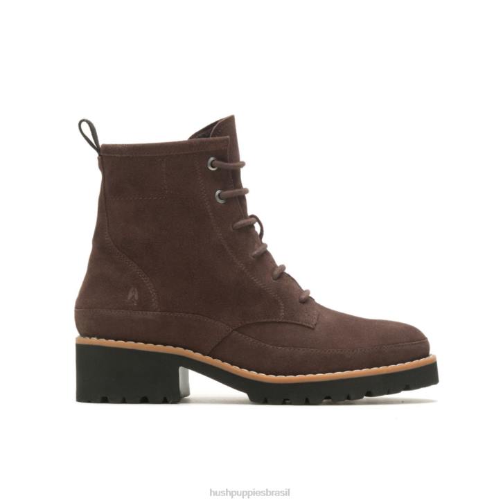 camurça marrom escuro bota de renda amelia mulheres Hush Puppies bota ZZ6R174 - Image 1