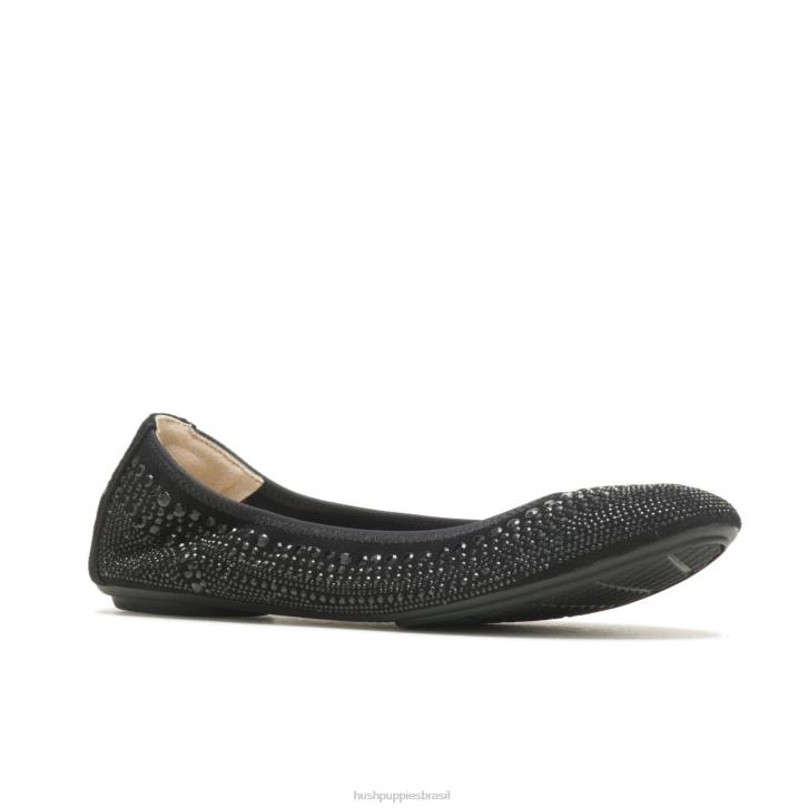 camurça preta cravejada balé casto plano 2 mulheres Hush Puppies balé plano ZZ6R76 - Image 3