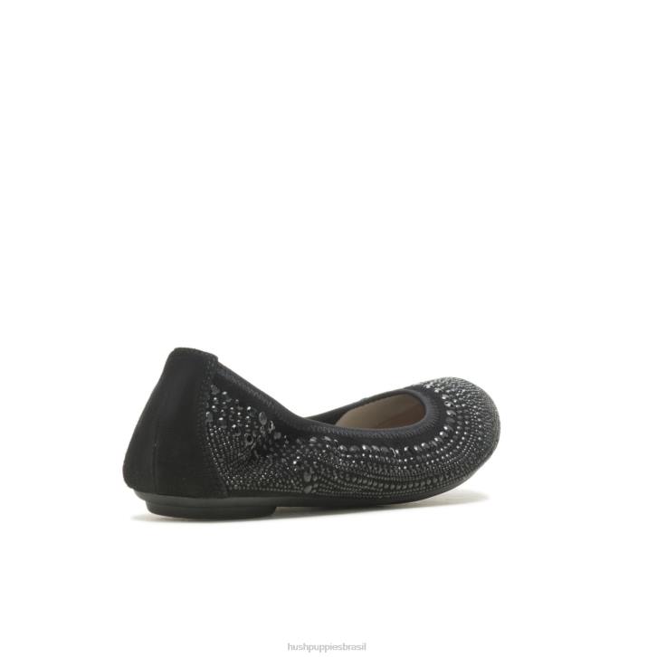 camurça preta cravejada balé casto plano 2 mulheres Hush Puppies balé plano ZZ6R76 - Image 4