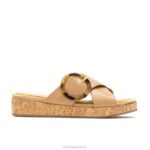 couro bege profundo sandália com fivela June mulheres Hush Puppies sandália ZZ6R10