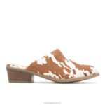 couro de impressão de vaca mula siena mulheres Hush Puppies salto ZZ6R92
