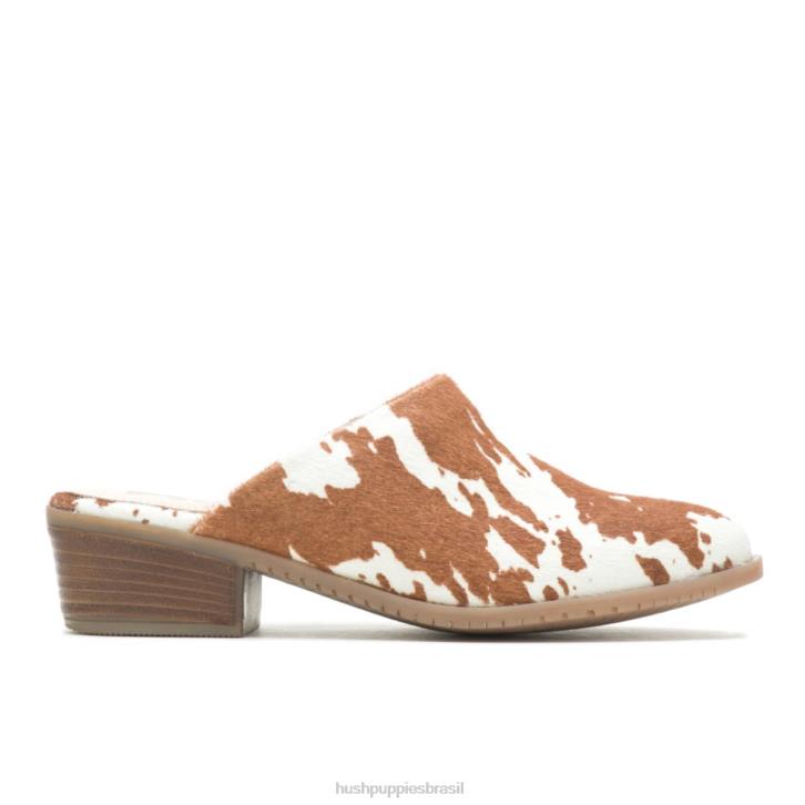 couro de impressão de vaca mula siena mulheres Hush Puppies salto ZZ6R92 - Image 1
