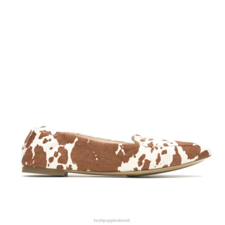 couro de impressão de vaca ponta avelã plana mulheres Hush Puppies sapatos rasos ZZ6R70 - Image 1