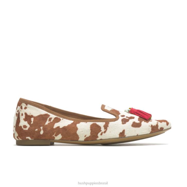 couro de impressão de vaca sadie borla 2 plana mulheres Hush Puppies sapatos rasos ZZ6R48 - Image 1