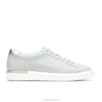 couro perf cinza vapor sapatilha sabine mulheres Hush Puppies tênis ZZ6R141
