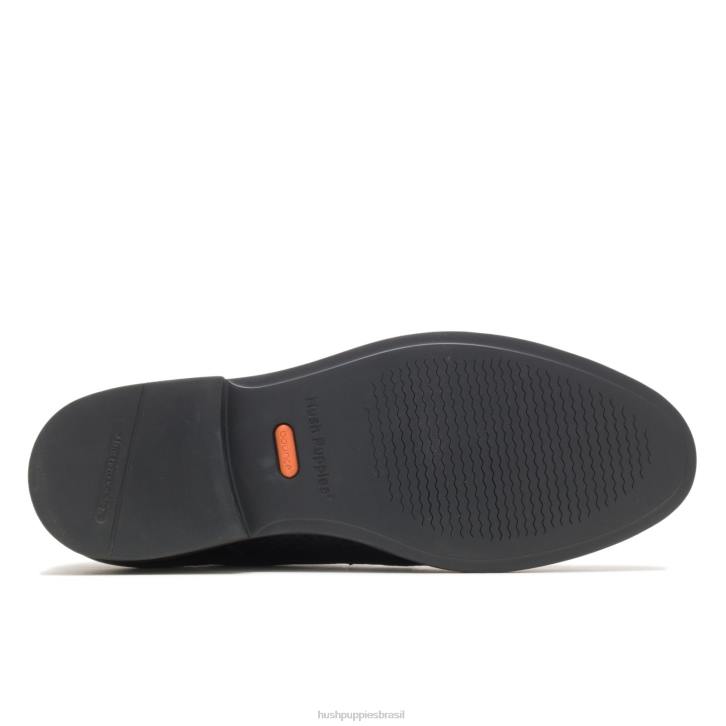couro preto dedo do pé liso detroit oxford homens Hush Puppies Oxford ZZ6R296 - Image 5