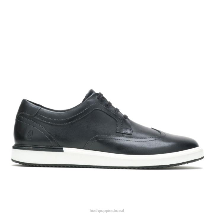 couro preto Heath Wing Tip Oxford homens Hush Puppies Oxford ZZ6R303 - Image 1