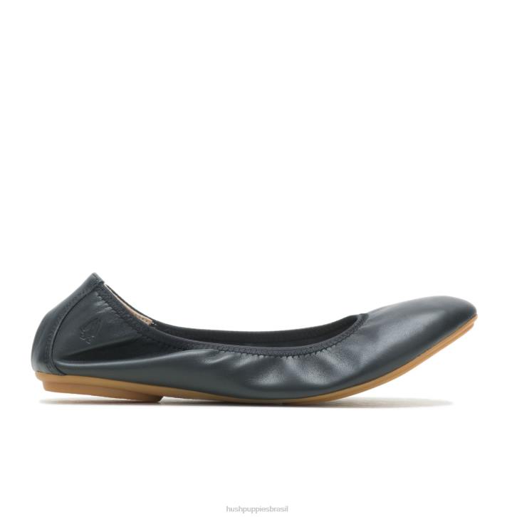couro preto ousado balé casto plano 2 mulheres Hush Puppies balé plano ZZ6R73 - Image 2