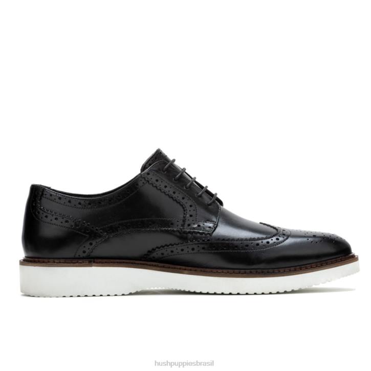 couro preto ousado everett ponta de asa oxford homens Hush Puppies Oxford ZZ6R286 - Image 1