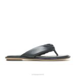 couro preto ousado sandália toepost emily mulheres Hush Puppies sandália ZZ6R15