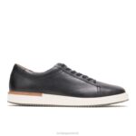 couro preto sapatilha de saúde homens Hush Puppies tênis ZZ6R325