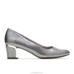 estanho escuro escotilha patente/salto de prata reitora mulheres Hush Puppies estilo suave ZZ6R212