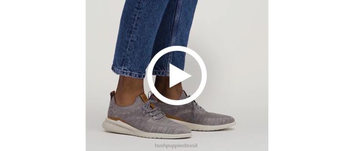 malha cinza escuro avanço de malha com cadarço homens Hush Puppies tênis ZZ6R290 - Image 3