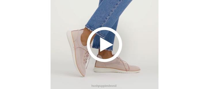 rosa empoeirado sapatilha com cadarço em tricô avançado mulheres Hush Puppies tênis ZZ6R109 - Image 3