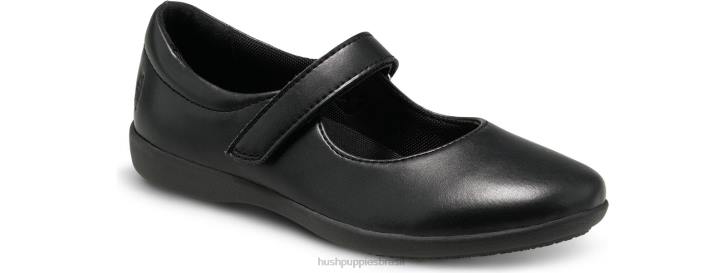 couro preto lexi mary jane do garoto grande garota Hush Puppies sapato ZZ6R370