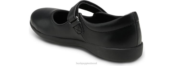 couro preto lexi mary jane do garoto grande garota Hush Puppies sapato ZZ6R370