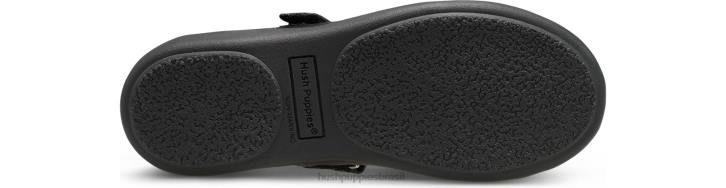 couro preto lexi mary jane do garoto grande garota Hush Puppies sapato ZZ6R370