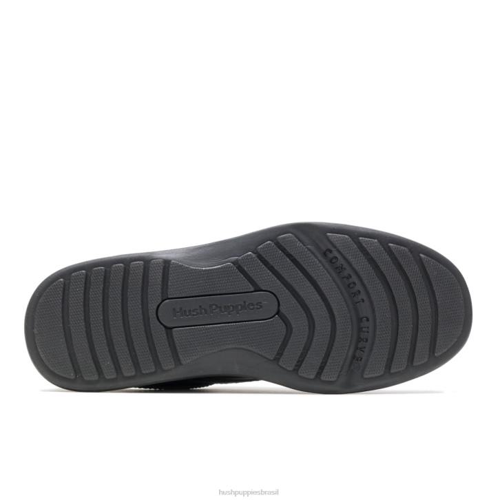 couro preto vale homens Hush Puppies sapatos de caminhada ZZ6R361