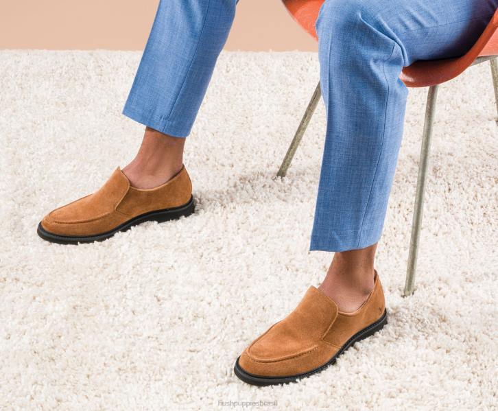 camurça castanha escura conde vadio homens Hush Puppies mocassim ZZ6R308