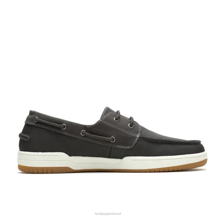 couro cinza escuro sapato de barco colton homens Hush Puppies mocassim ZZ6R345