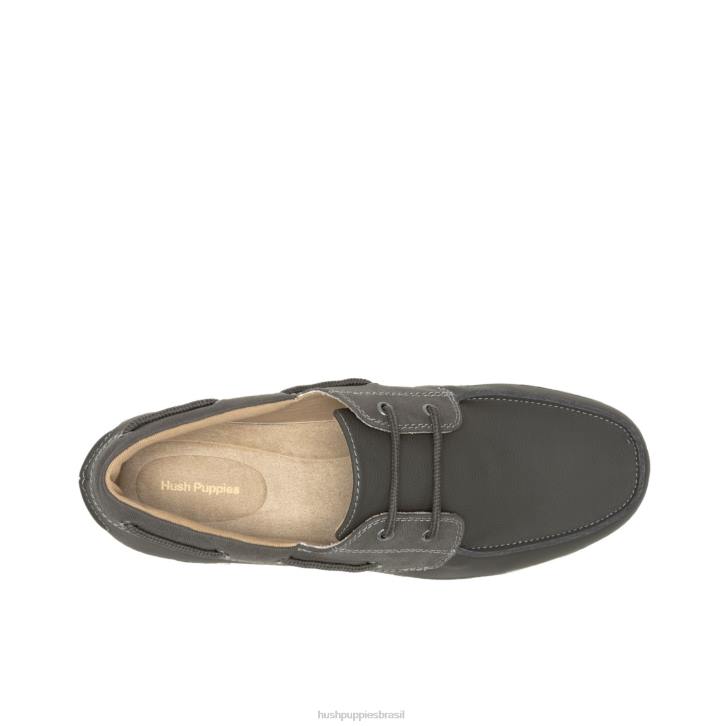 couro cinza escuro sapato de barco colton homens Hush Puppies mocassim ZZ6R345
