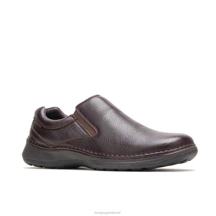 couro marrom escuro lunar ii homens Hush Puppies mocassim ZZ6R349