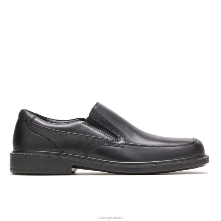 couro preto aproveitar homens Hush Puppies mocassim ZZ6R346