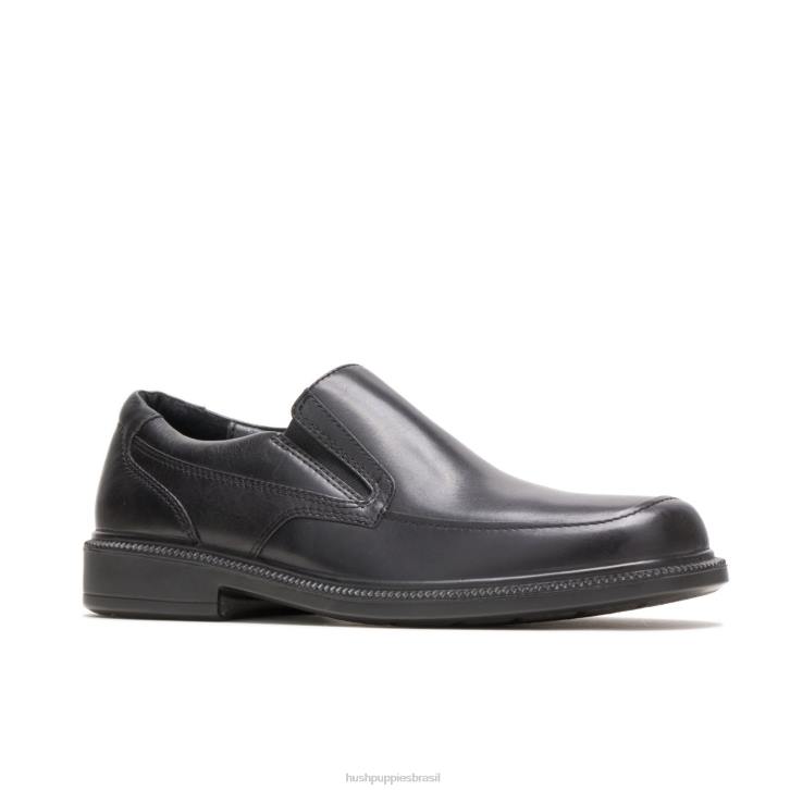 couro preto aproveitar homens Hush Puppies mocassim ZZ6R346