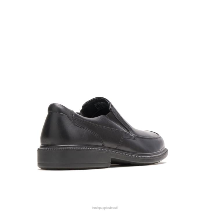 couro preto aproveitar homens Hush Puppies mocassim ZZ6R346