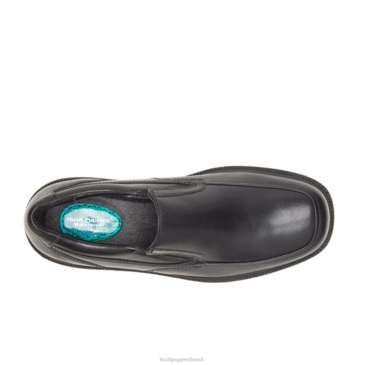 couro preto aproveitar homens Hush Puppies mocassim ZZ6R346