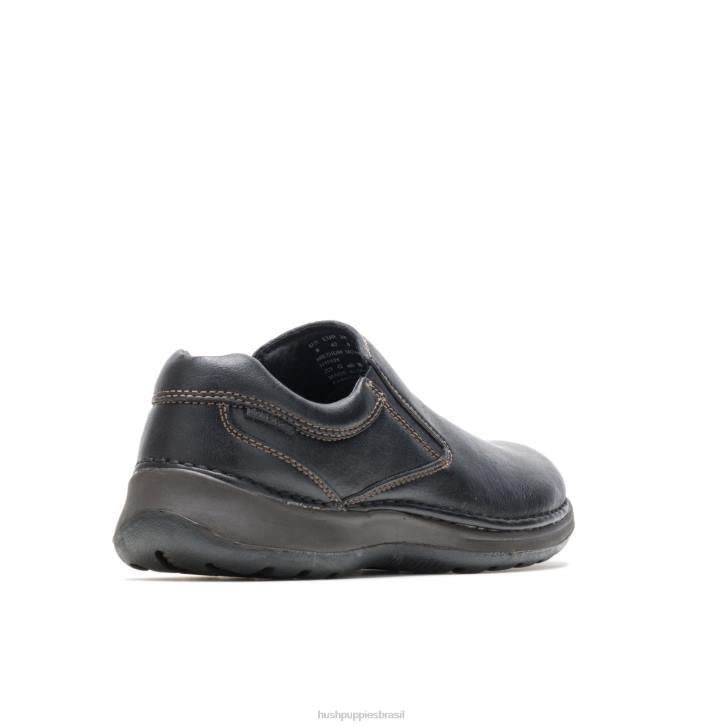 couro preto lunar ii homens Hush Puppies mocassim ZZ6R348