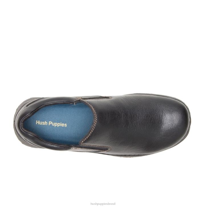 couro preto lunar ii homens Hush Puppies mocassim ZZ6R348