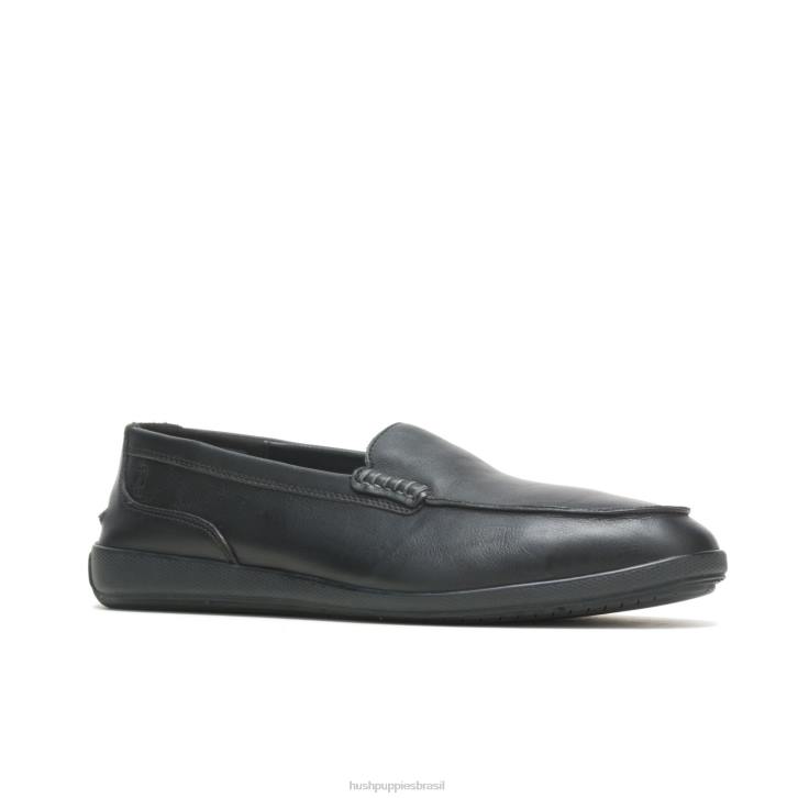 couro preto mocassim finley homens Hush Puppies mocassim ZZ6R315