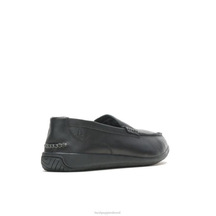 couro preto mocassim finley homens Hush Puppies mocassim ZZ6R315