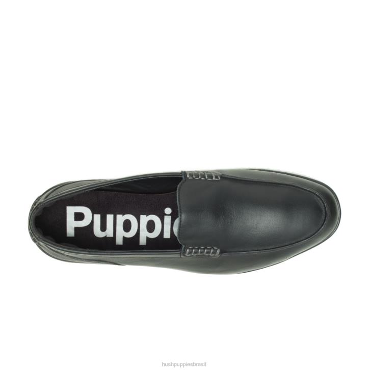 couro preto mocassim finley homens Hush Puppies mocassim ZZ6R315