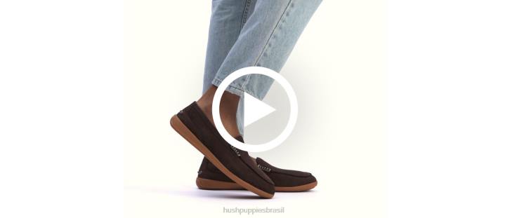 nubuck marrom escuro mocassim finley homens Hush Puppies mocassim ZZ6R310