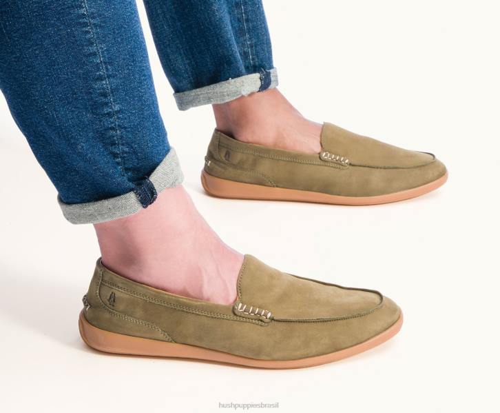 nubuck verde-oliva mocassim finley homens Hush Puppies mocassim ZZ6R314