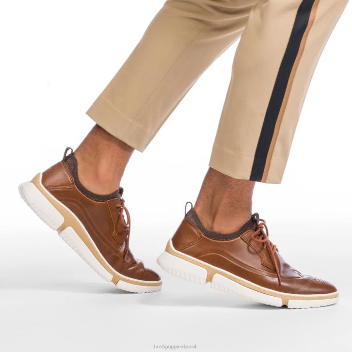 couro conhaque Bennet ponta de asa oxford homens Hush Puppies Oxford ZZ6R282