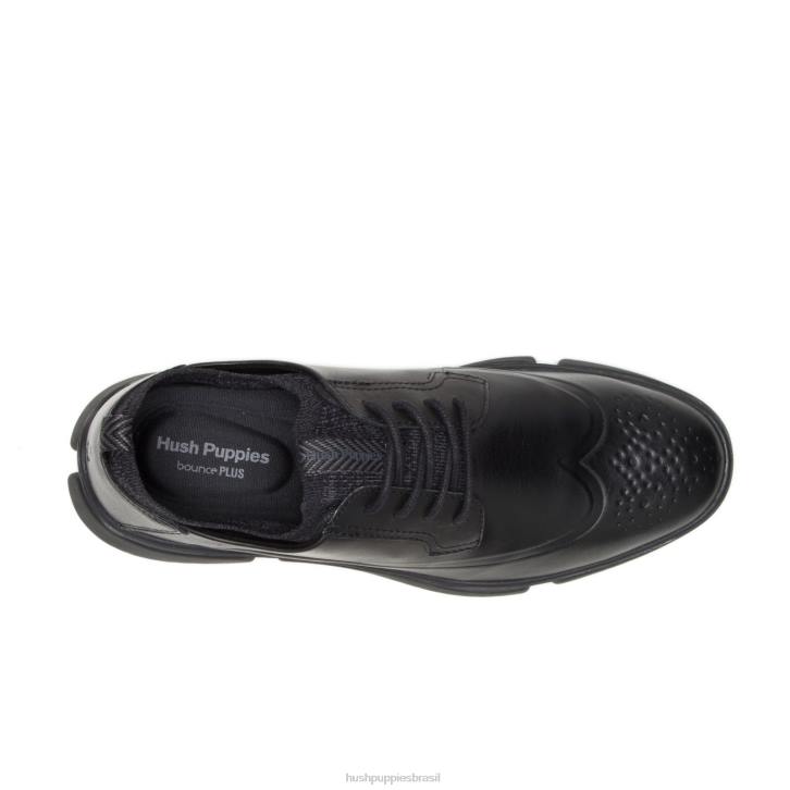 couro preto Bennet ponta de asa oxford homens Hush Puppies Oxford ZZ6R299