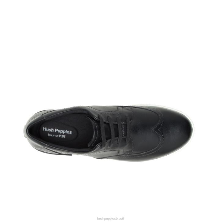 couro preto Heath Wing Tip Oxford homens Hush Puppies Oxford ZZ6R303