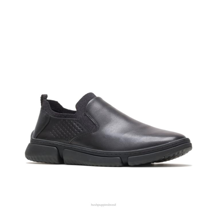 couro preto bennet sapatilha sem salto homens Hush Puppies Oxford ZZ6R284