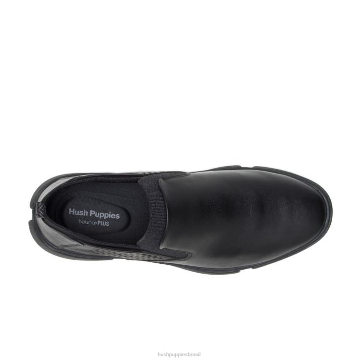 couro preto bennet sapatilha sem salto homens Hush Puppies Oxford ZZ6R284