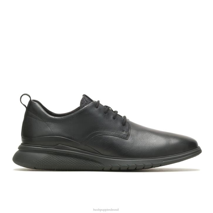 couro preto ousado avanço com cordões oxford homens Hush Puppies Oxford ZZ6R289