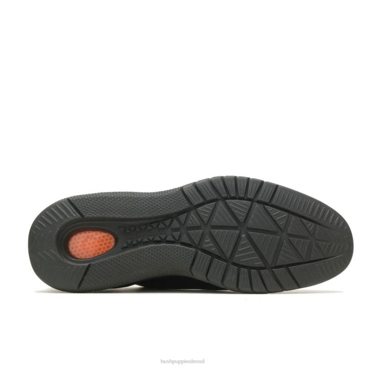 couro preto ousado avanço com cordões oxford homens Hush Puppies Oxford ZZ6R289