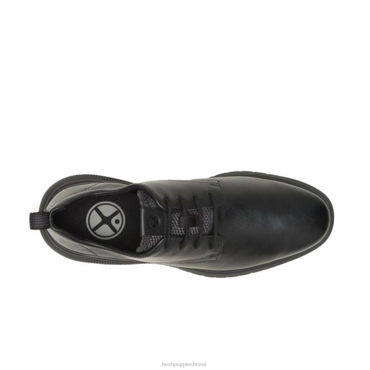 couro preto ousado avanço com cordões oxford homens Hush Puppies Oxford ZZ6R289