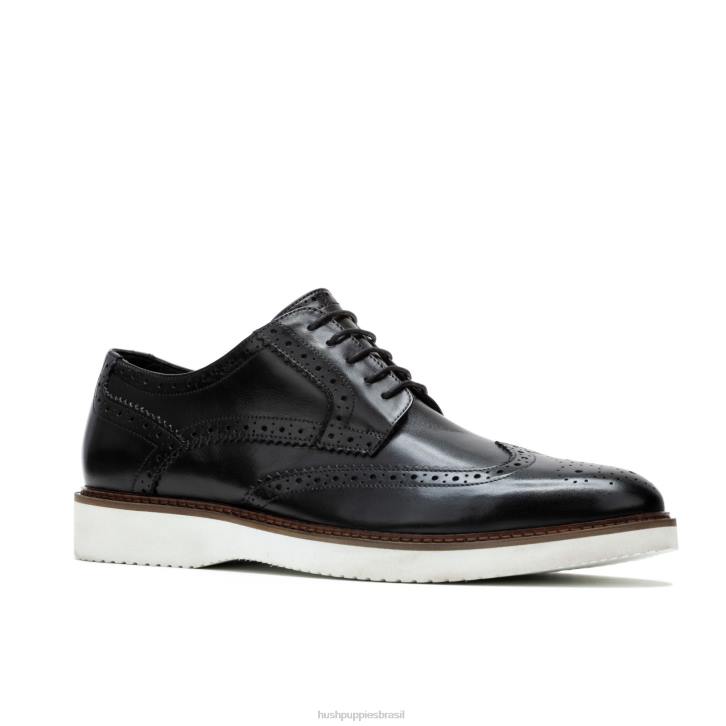 couro preto ousado everett ponta de asa oxford homens Hush Puppies Oxford ZZ6R286
