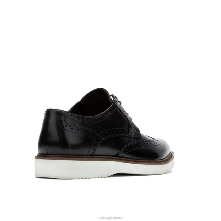 couro preto ousado everett ponta de asa oxford homens Hush Puppies Oxford ZZ6R286