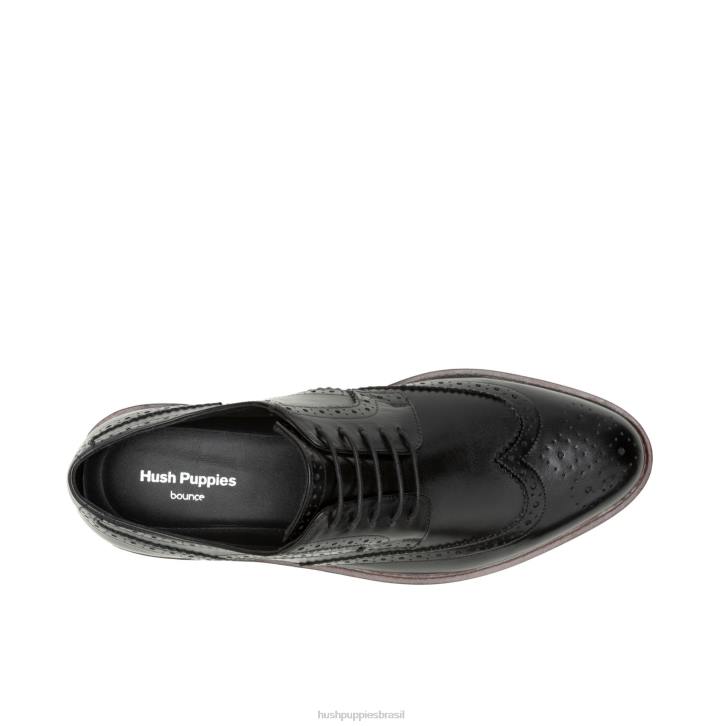 couro preto ousado everett ponta de asa oxford homens Hush Puppies Oxford ZZ6R286