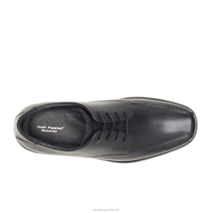 couro preto risco homens Hush Puppies Oxford ZZ6R304