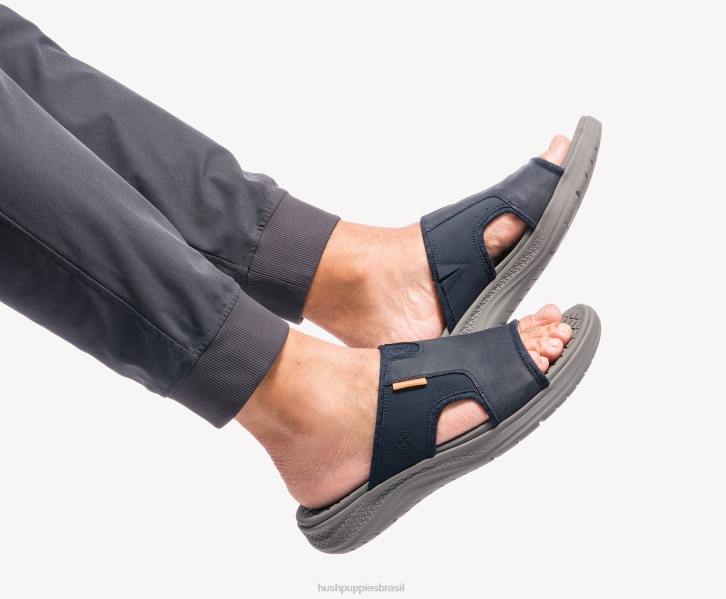 couro azul marinho ativar sandália deslizante homens Hush Puppies sandália ZZ6R318